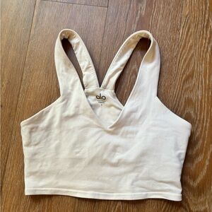 ALO Yoga Women's White V-Neck Crop Top